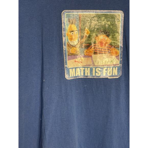 Sesame Street Bert Ernie T Shirt Math Is Fun Size XL Mens Blue Cotton Grunge - Picture 4 of 7